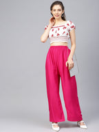 Jompers Women's Pink Straight Elasticated Palazzo