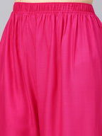 Jompers Women's Pink Straight Elasticated Palazzo