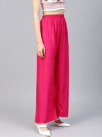 Jompers Women's Pink Straight Elasticated Palazzo