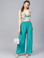 Jompers Women Rama-Green Solid Straight Palazzos - Distacart