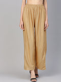 Jompers Women's Beige Straight Elasticated Palazzo