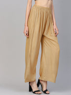 Jompers Women Beige Solid Straight Palazzos - Distacart