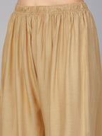 Jompers Women's Beige Straight Elasticated Palazzo