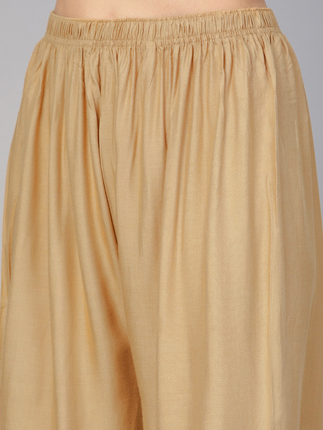 Jompers Women's Beige Straight Elasticated Palazzo