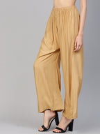 Jompers Women Beige Solid Straight Palazzos - Distacart