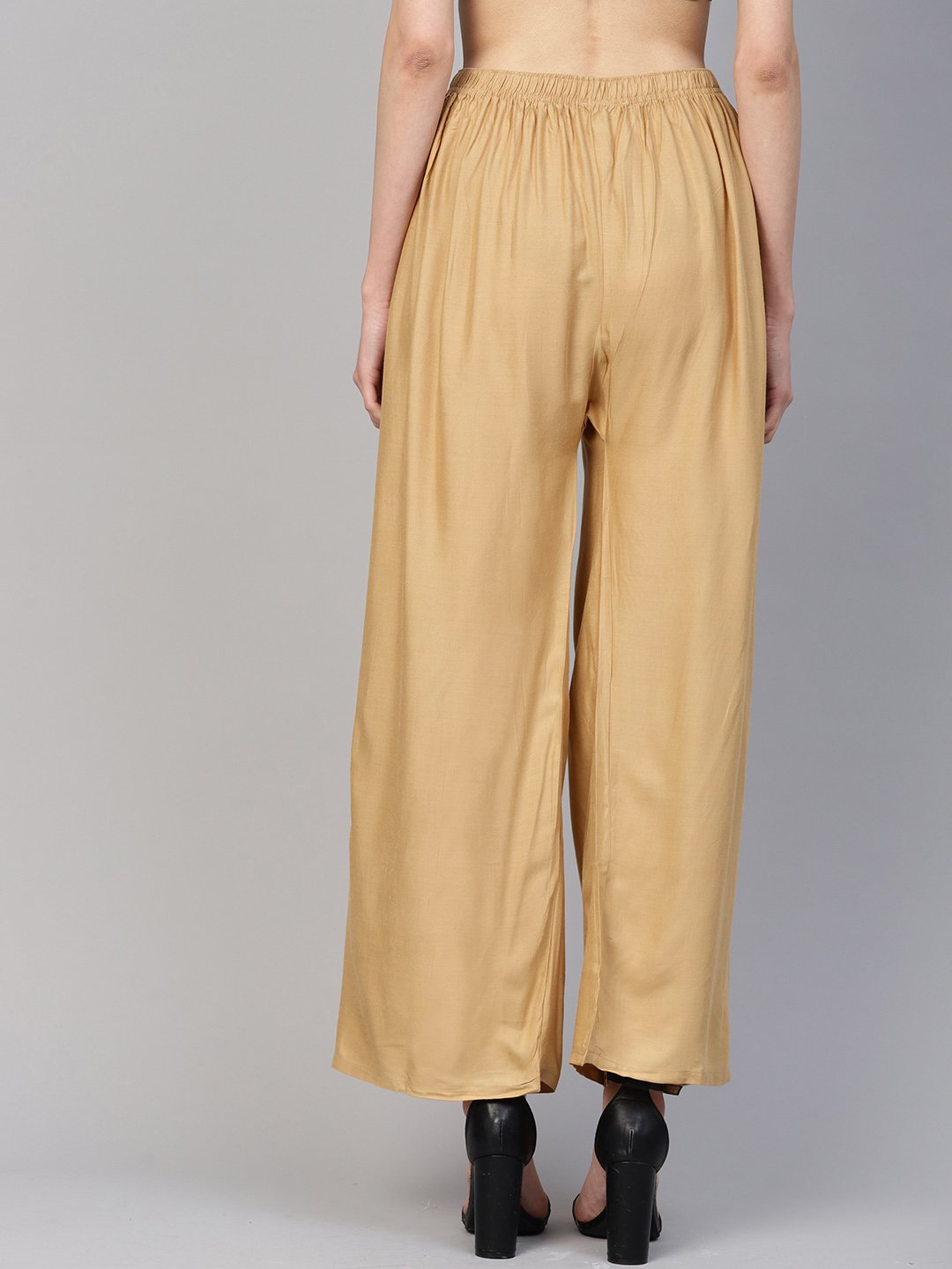 Jompers Women Beige Solid Straight Palazzos - Distacart