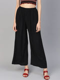 Jompers Women's Black Straight Elasticated Palazzo