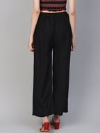 Jompers Women's Black Straight Elasticated Palazzo