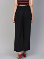 Jompers Women Black Solid Straight Palazzos - Distacart