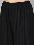Jompers Women's Black Straight Elasticated Palazzo