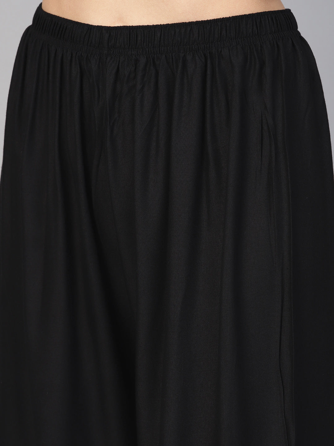 Jompers Women's Black Straight Elasticated Palazzo