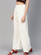 Jompers Women's off-White Straight Elasticated Palazzo