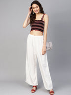 Jompers Women's off-White Straight Elasticated Palazzo