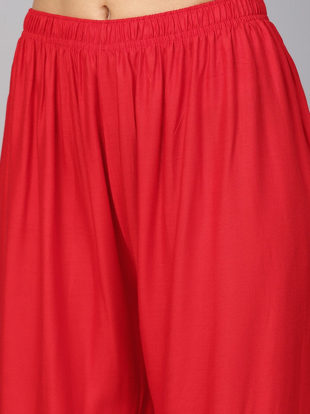 Jompers Women Red Solid Straight Palazzos - Distacart
