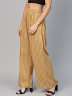 Jompers Women Beige & Black Striped Straight Palazzos - Distacart