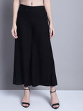 Jompers Women's Black Straight Partially Elasticated Palazzo