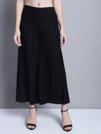 Jompers Women's Black Straight Partially Elasticated Palazzo