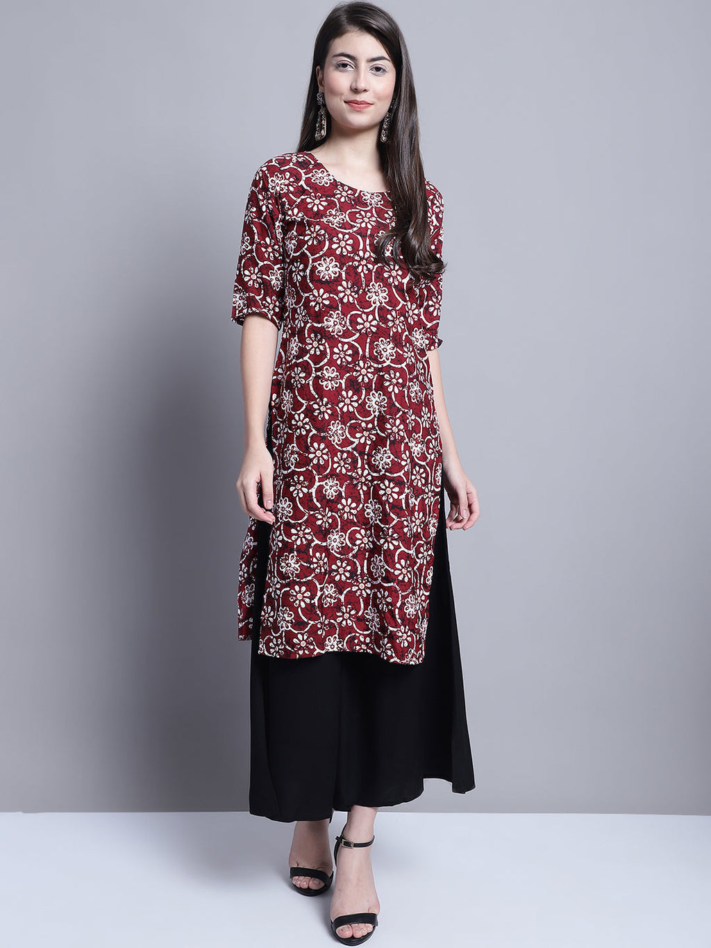 Jompers Women's Black Straight Partially Elasticated Palazzo