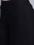 Jompers Women's Black Straight Partially Elasticated Palazzo