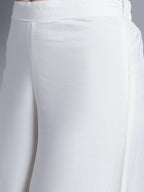 Jompers Women's Off-White Straight Partially Elasticated Palazzo