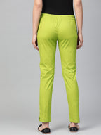 Jompers Women Green Smart Slim Fit Solid Regular Trousers - Distacart