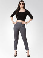 Jompers Women Grey Smart Slim Fit Solid Regular Trousers - Distacart