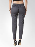 Jompers Women Grey Smart Slim Fit Solid Regular Trousers - Distacart