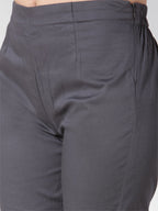 Jompers Women Grey Smart Slim Fit Solid Regular Trousers - Distacart