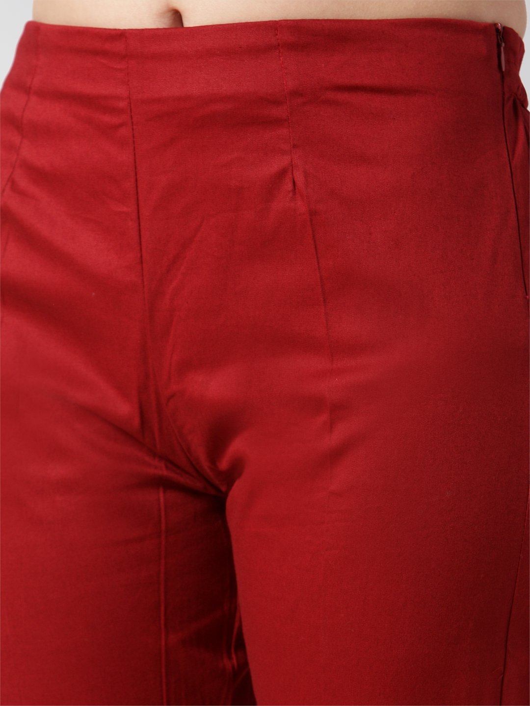Jompers Women Maroon Smart Slim Fit Solid Regular Trousers - Distacart