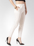 Jompers Women Off-White Smart Slim Fit Solid Regular Trousers - Distacart