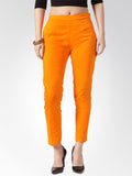Jompers Women Orange Smart Slim Fit Solid Regular Trousers - Distacart