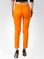 Jompers Women Orange Smart Slim Fit Solid Regular Trousers - Distacart