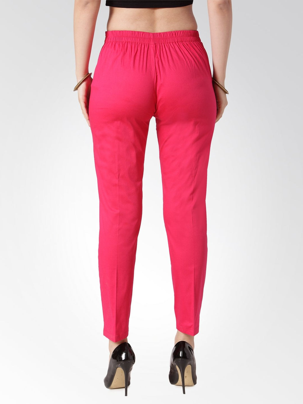 Jompers Women Pink Smart Slim Fit Solid Regular Trousers - Distacart