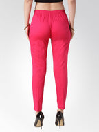Jompers Women Pink Smart Slim Fit Solid Regular Trousers - Distacart
