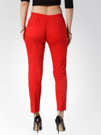 Jompers Women Red Smart Slim Fit Solid Regular Trousers - Distacart