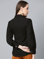 Jompers Women Black Regular Fit Crinkled Effect Casual Shirt - Distacart