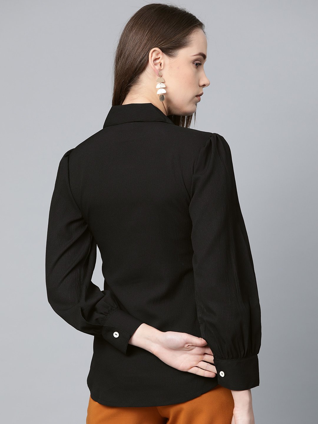 Jompers Women Black Regular Fit Crinkled Effect Casual Shirt - Distacart