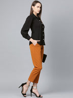 Jompers Women Black Regular Fit Crinkled Effect Casual Shirt - Distacart