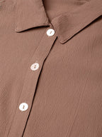 Jompers Women Brown Regular Fit Crinkled Effect Casual Shirt - Distacart