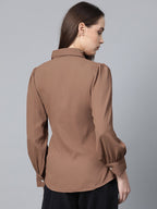 Jompers Women Brown Regular Fit Crinkled Effect Casual Shirt - Distacart