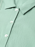 Jompers Women Green Regular Fit Crinkled Effect Casual Shirt - Distacart
