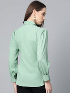 Jompers Women Green Regular Fit Crinkled Effect Casual Shirt - Distacart