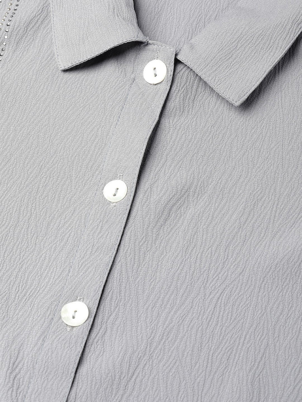 Jompers Women Grey Regular Fit Crinkled Effect Casual Shirt - Distacart