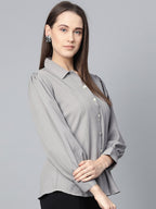 Jompers Women Grey Regular Fit Crinkled Effect Casual Shirt - Distacart