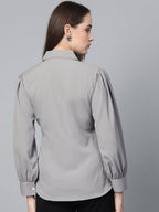 Jompers Women Grey Regular Fit Crinkled Effect Casual Shirt - Distacart