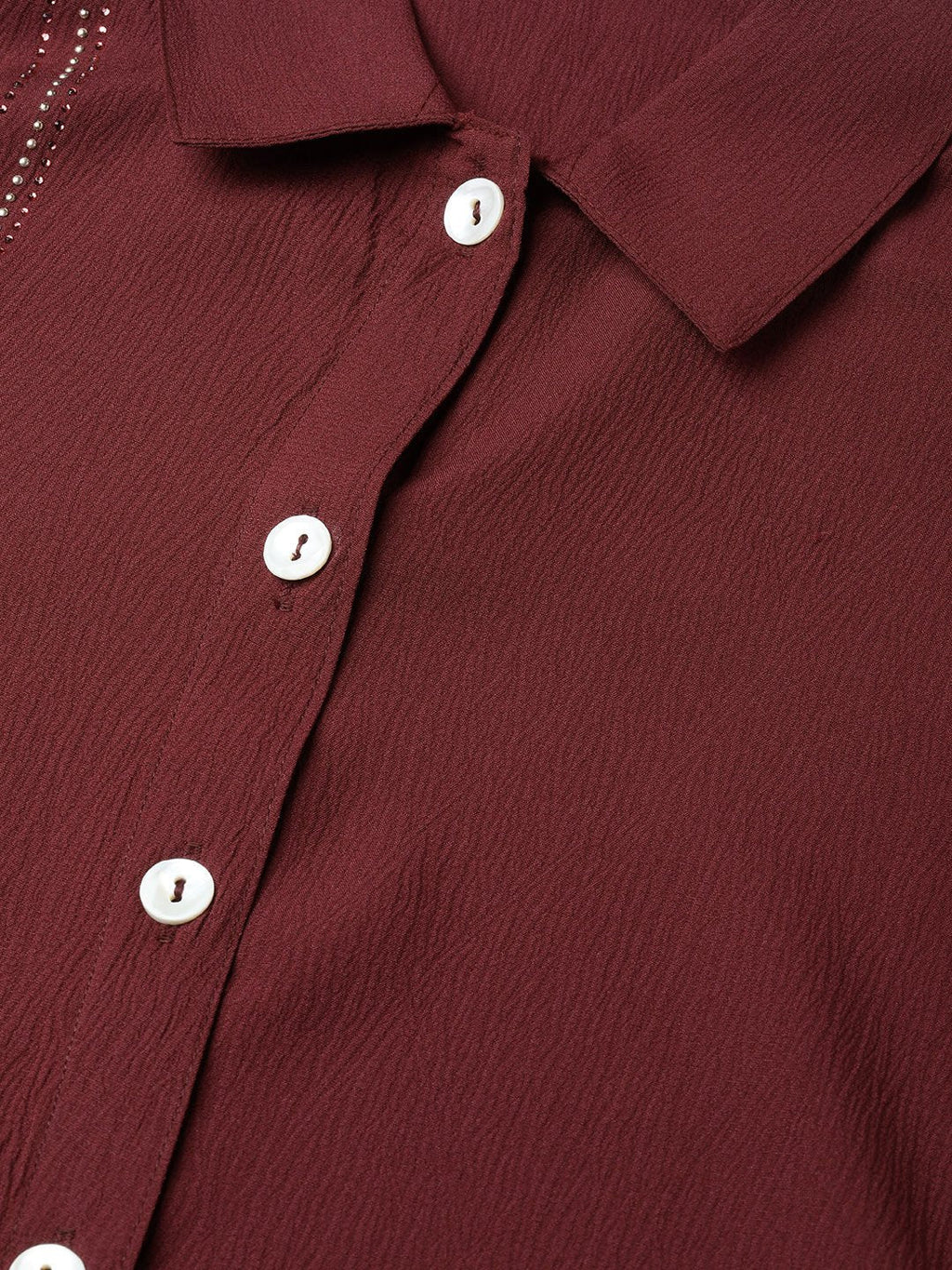 Jompers Women Maroon Regular Fit Crinkled Effect Casual Shirt - Distacart