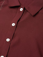 Jompers Women Maroon Regular Fit Crinkled Effect Casual Shirt - Distacart
