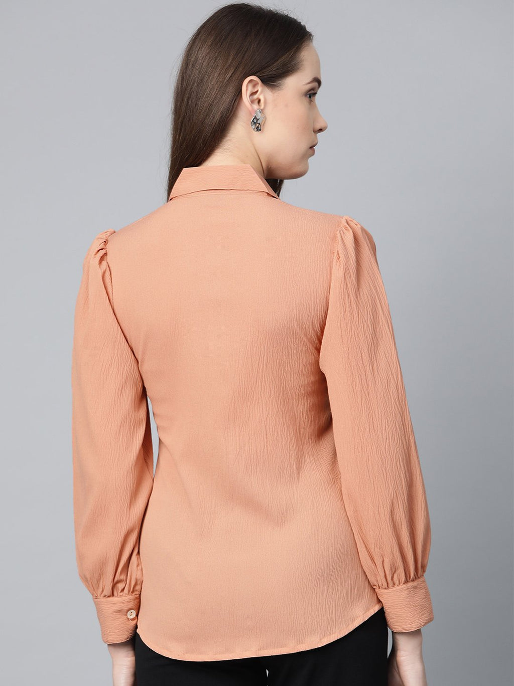 Jompers Women Peach Regular Fit Crinkled Effect Casual Shirt - Distacart