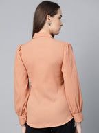 Jompers Women Peach Regular Fit Crinkled Effect Casual Shirt - Distacart