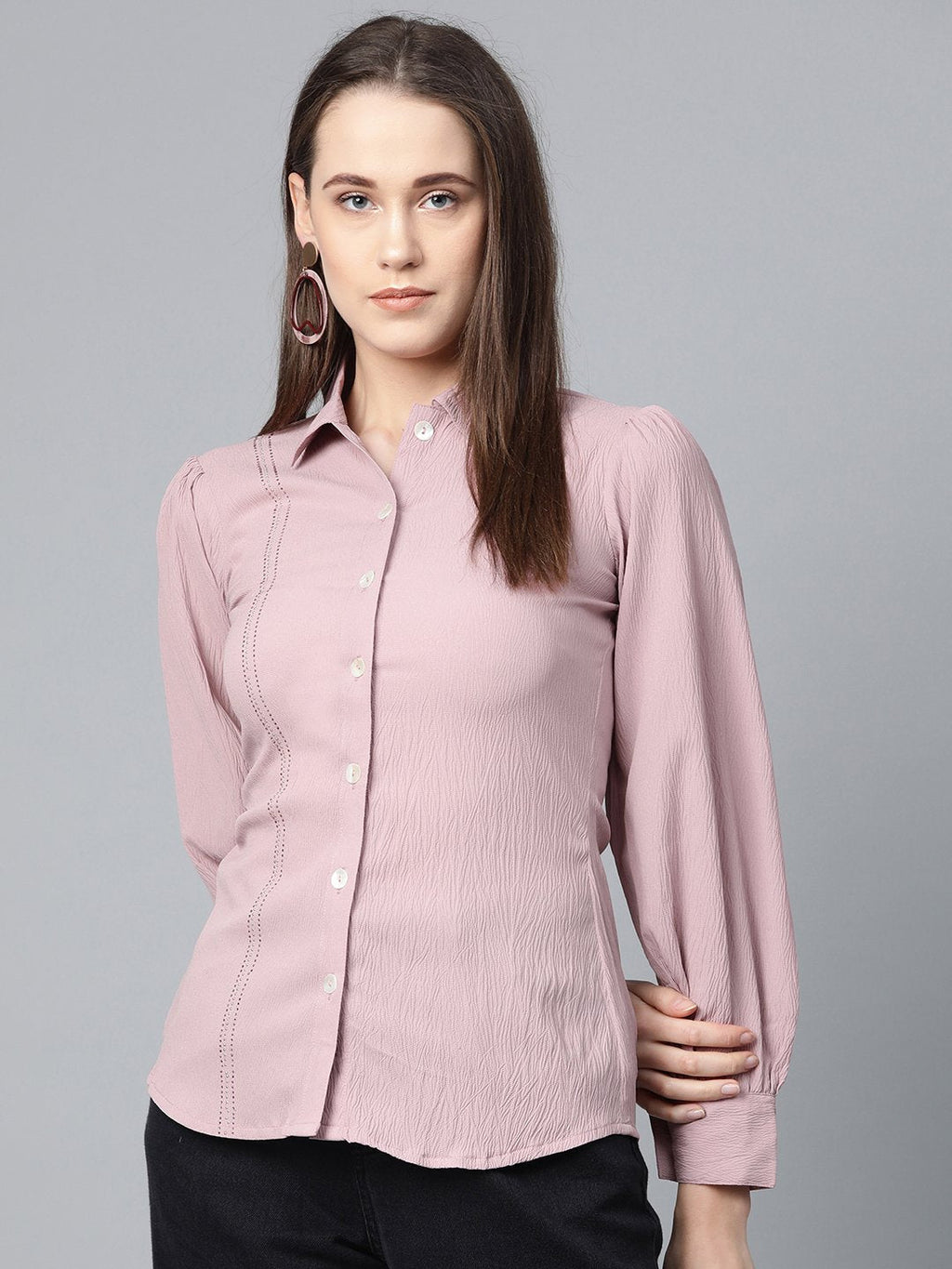 Jompers Women Purple Regular Fit Crinkled Effect Casual Shirt - Distacart